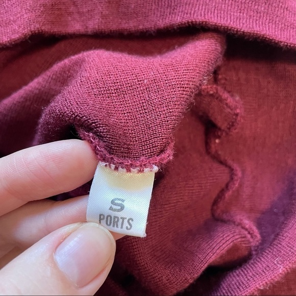 PORTS international vintage crewneck burgundy pullover 100% wool sweater small - Picture 6 of 6